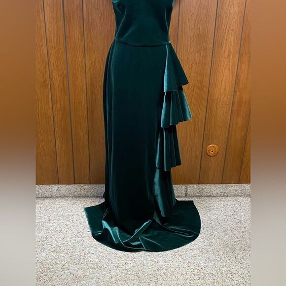 Chiara Boni La Petite Robe Willa Velvet Ruffled Gown size 10 - Picture 6 of 13